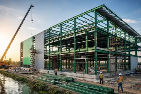 Construction team delivering practical industrial infrastructure